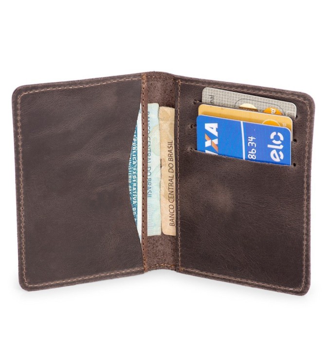 Porta Documento Slim Couro Legítimo Natural RG