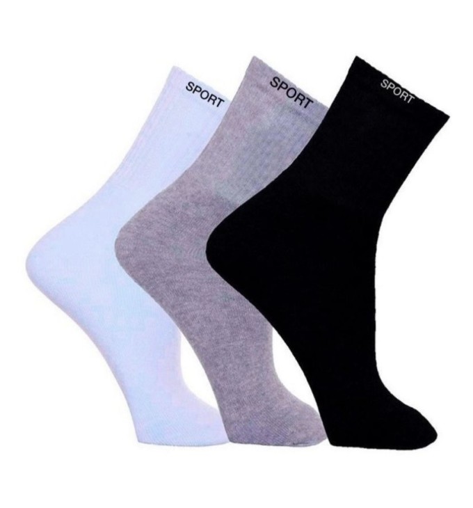 Kit 3 Pares de Meia Cano Alto de Algodão