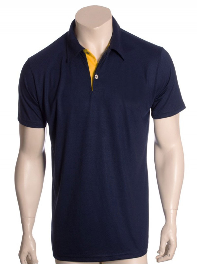 camisa polo azul marinho com vermelho