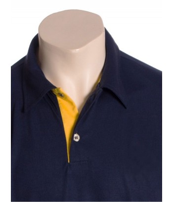 Camisa polo marinho, detalhe amarelo