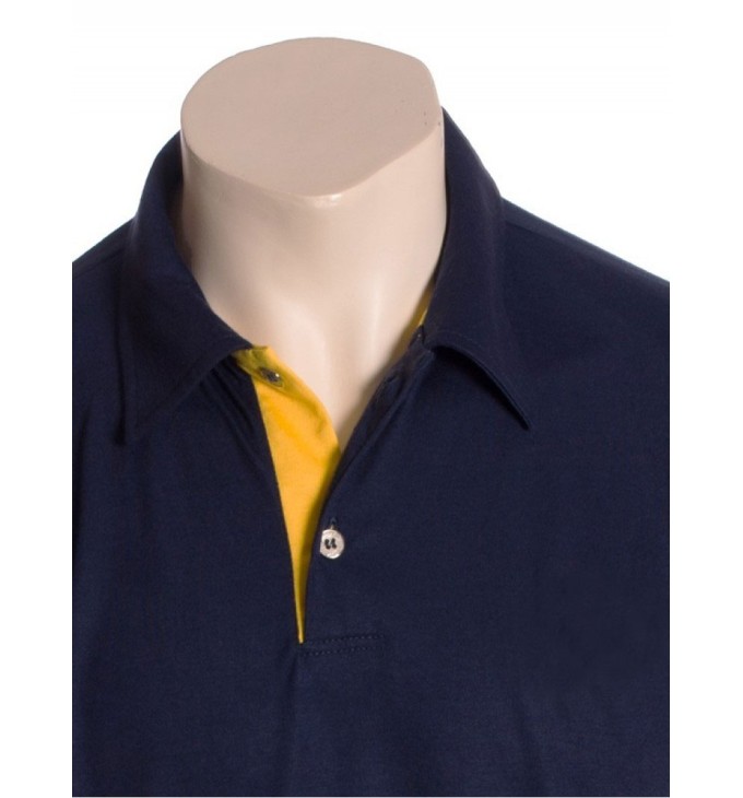 Camisa polo marinho, detalhe amarelo Camisa polo marinho, detalhe amarelo