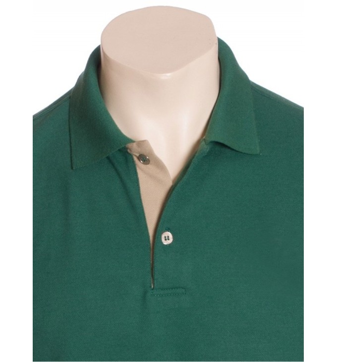 Camisa polo verde musgo com detalhe cáqui Camisa polo verde musgo com detalhe cáqui