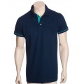 Camisa polo marinho detalhe turquesa