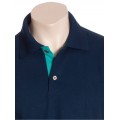 Camisa polo marinho detalhe turquesa