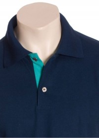 Camisa polo marinho detalhe turquesa