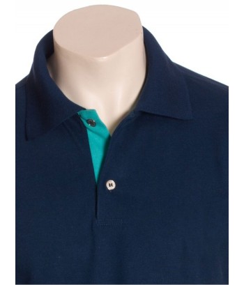 Camisa polo marinho detalhe turquesa