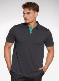 Camisa polo chumbo com detalhes