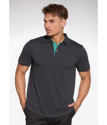 Camisa polo chumbo com detalhes