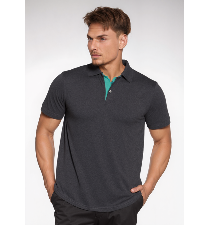 Camisa polo chumbo com detalhes Camisa polo chumbo com detalhes