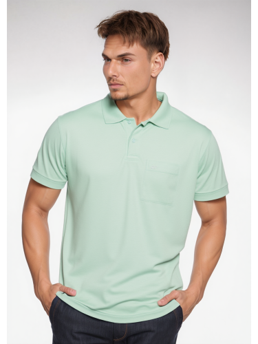 Camisa polo masculina verde água com bolso