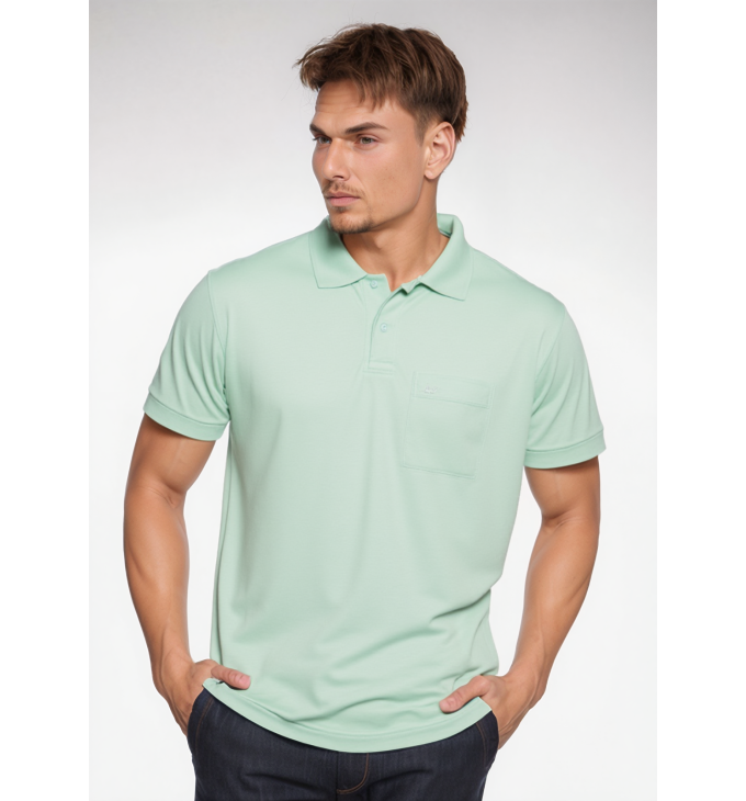 Camisa polo masculina verde água com bolso Camisa polo masculina verde água com bolso