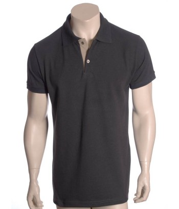 Camisa polo chumbo com detalhe