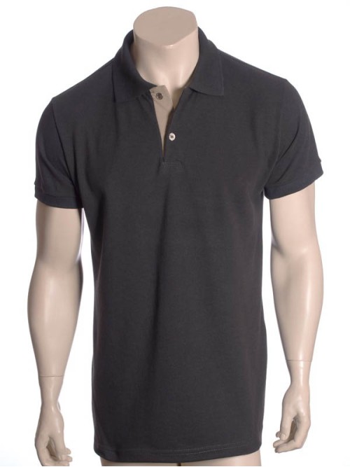 Camisa polo chumbo com detalhe Camisa polo chumbo com detalhe