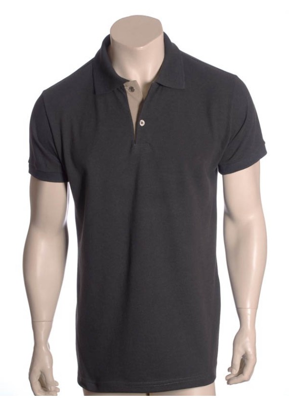 Camisa polo chumbo com detalhe