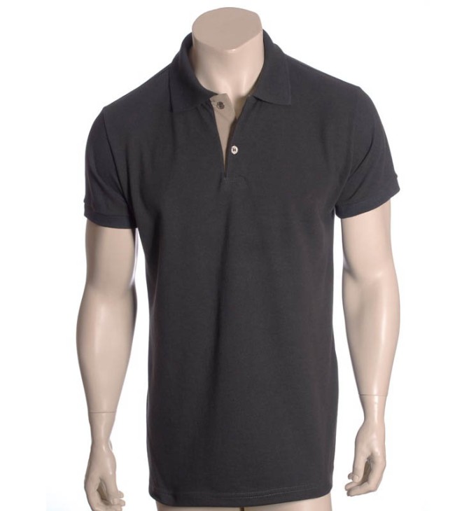 Camisa polo chumbo com detalhe