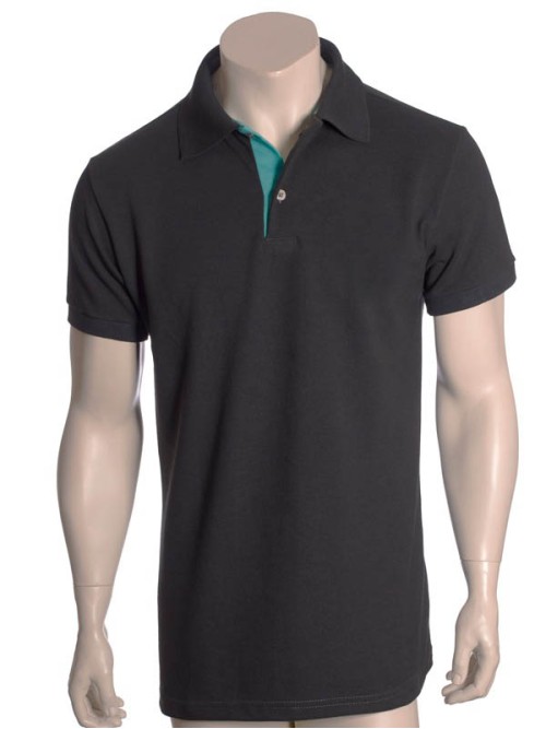 Camisa polo chumbo com detalhes