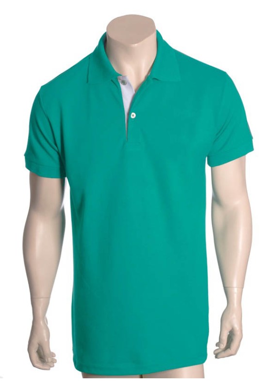 Camisa polo verde com detalhe