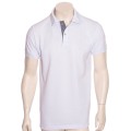 Camisa polo branca com detalhe cinza