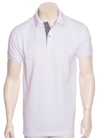 Camisa polo branca com detalhe cinza