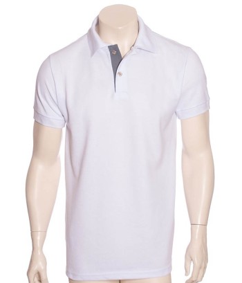 Camisa polo branca com detalhe cinza