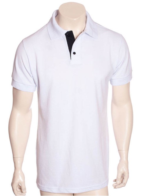 Camisa polo branca com detalhes em preto Camisa polo branca com detalhes em preto