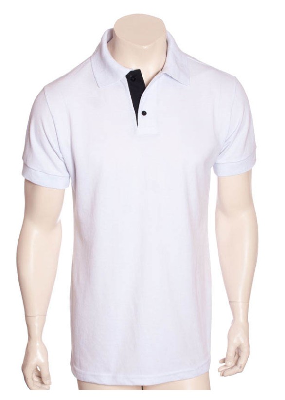 Camisa polo branca com detalhes em preto