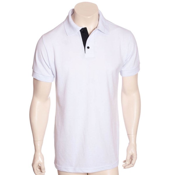 Camisa polo branca com detalhes em preto