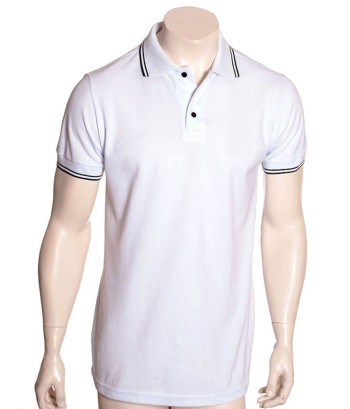 Camisa polo branca com detalhes em preto
