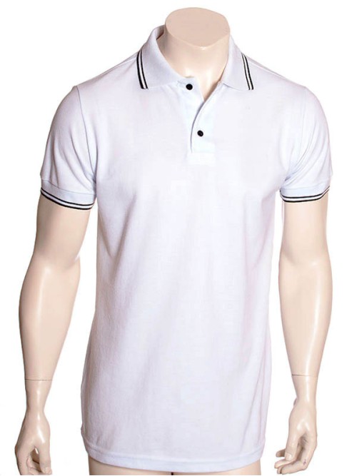 Camisa polo branca com detalhes em preto Camisa polo branca com detalhes em preto