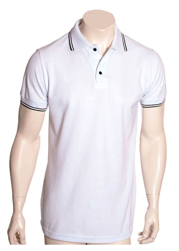 Camisa polo branca com detalhes em preto