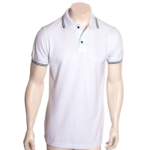 Camisa polo branca com detalhes em preto
