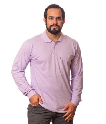 Camisa polo masculina Rosa manga longa