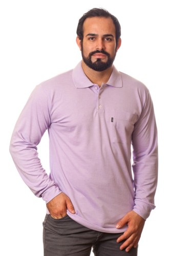 Camisa polo masculina Rosa manga longa