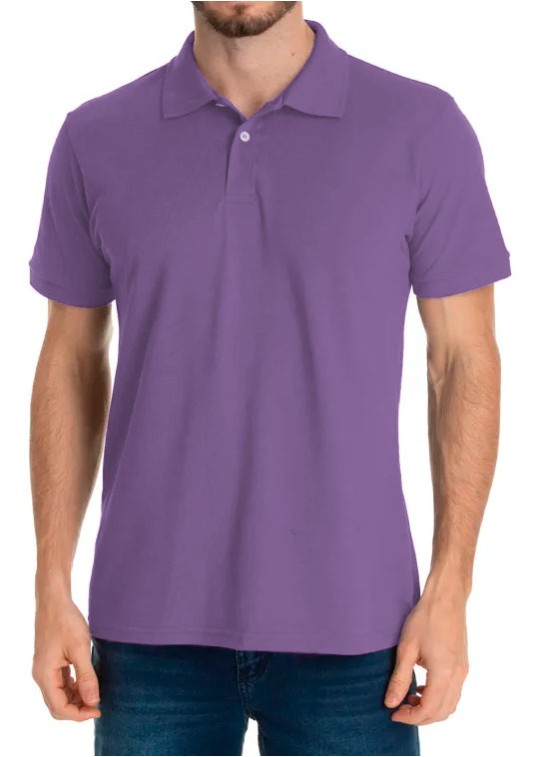 Camisa polo lilás lisa