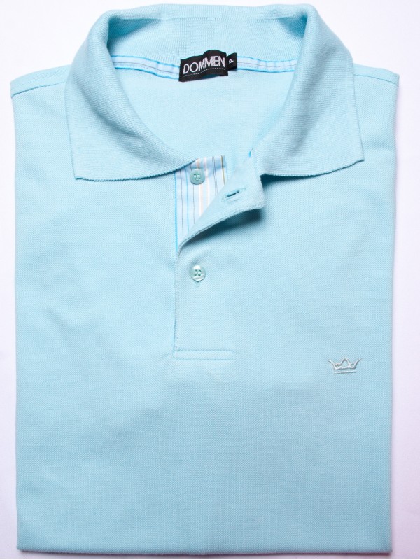 Camisa polo azul com detalhes listrado Camisa polo azul com detalhes listrado