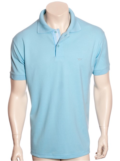 Camisa polo azul com detalhes listrado Camisa polo azul com detalhes listrado