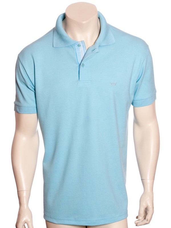Camisa polo azul com detalhes listrado Camisa polo azul com detalhes listrado
