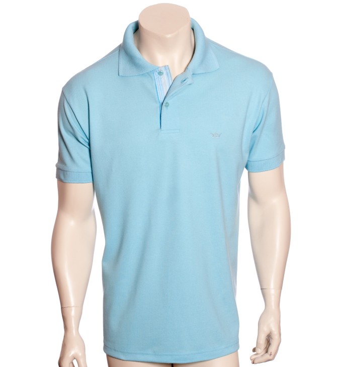Camisa polo azul com detalhes listrado Camisa polo azul com detalhes listrado