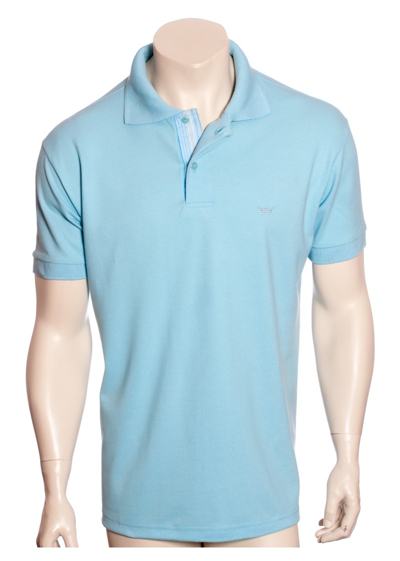 Camisa polo azul com detalhes listrado