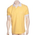Camisa polo amarela com detalhes em branco Camisa polo amarela com detalhes em branco