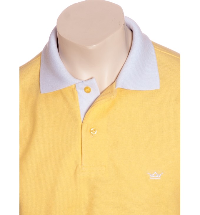 Camisa polo amarela com detalhes em branco Camisa polo amarela com detalhes em branco