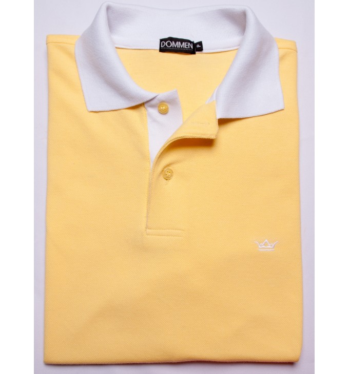 Camisa polo amarela com detalhes em branco Camisa polo amarela com detalhes em branco