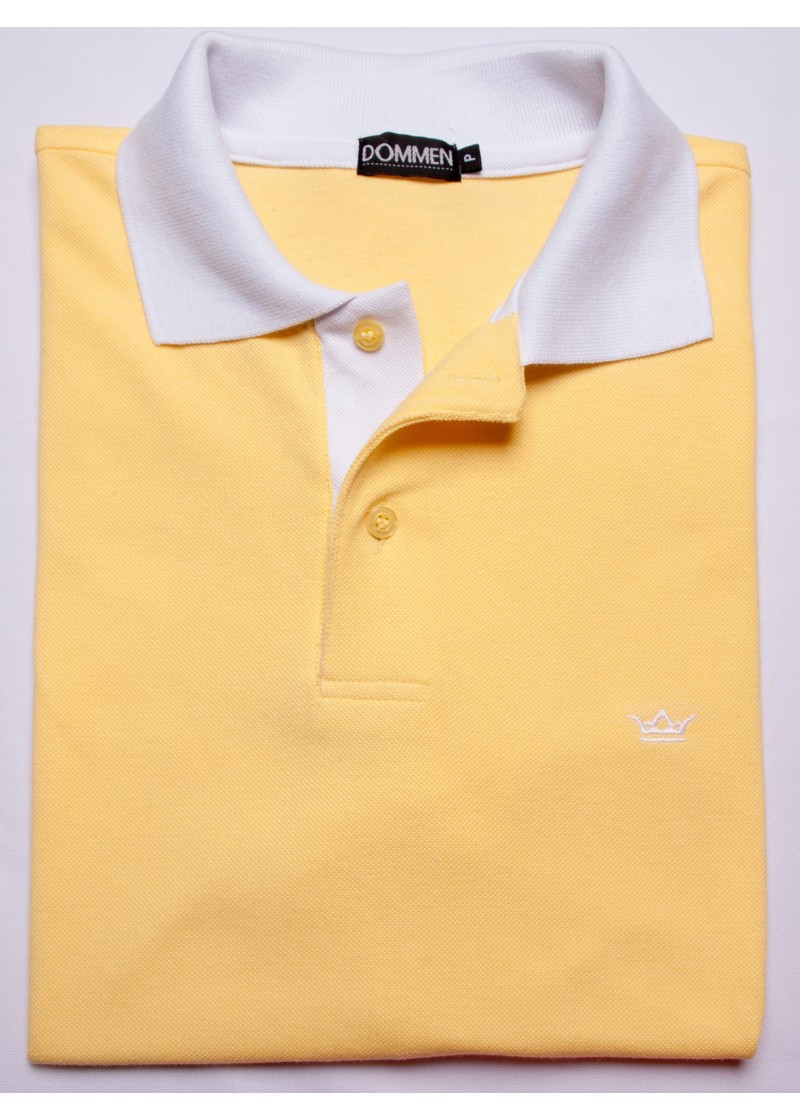 Camisa polo amarela com detalhes em branco