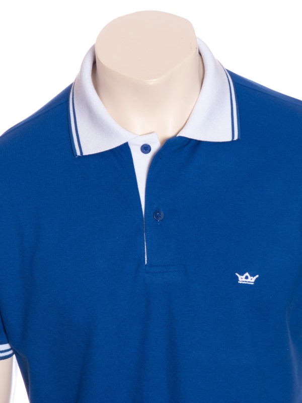 Camisa polo azul com detalhes branco Camisa polo azul com detalhes branco