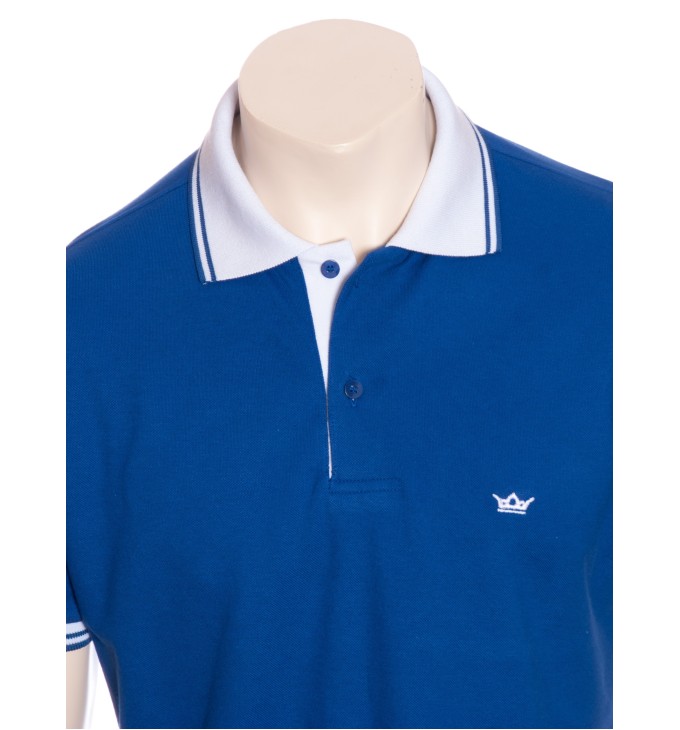 Camisa polo azul com detalhes branco Camisa polo azul com detalhes branco