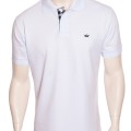 Camisa polo branca com detalhe xadrez