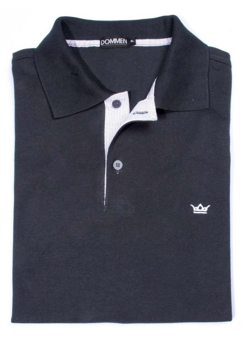 Camisa polo chumbo com detalhe listrado