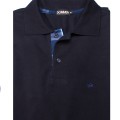 Camisa polo marinho com detalhe xadrez