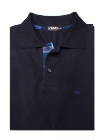 Camisa polo marinho com detalhe xadrez