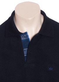 Camisa polo marinho com detalhe xadrez